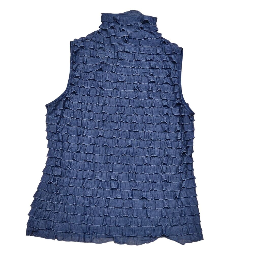 New Directions Women's Petite Small Tiered Ruffle Sleeveless Blouse Size Petite